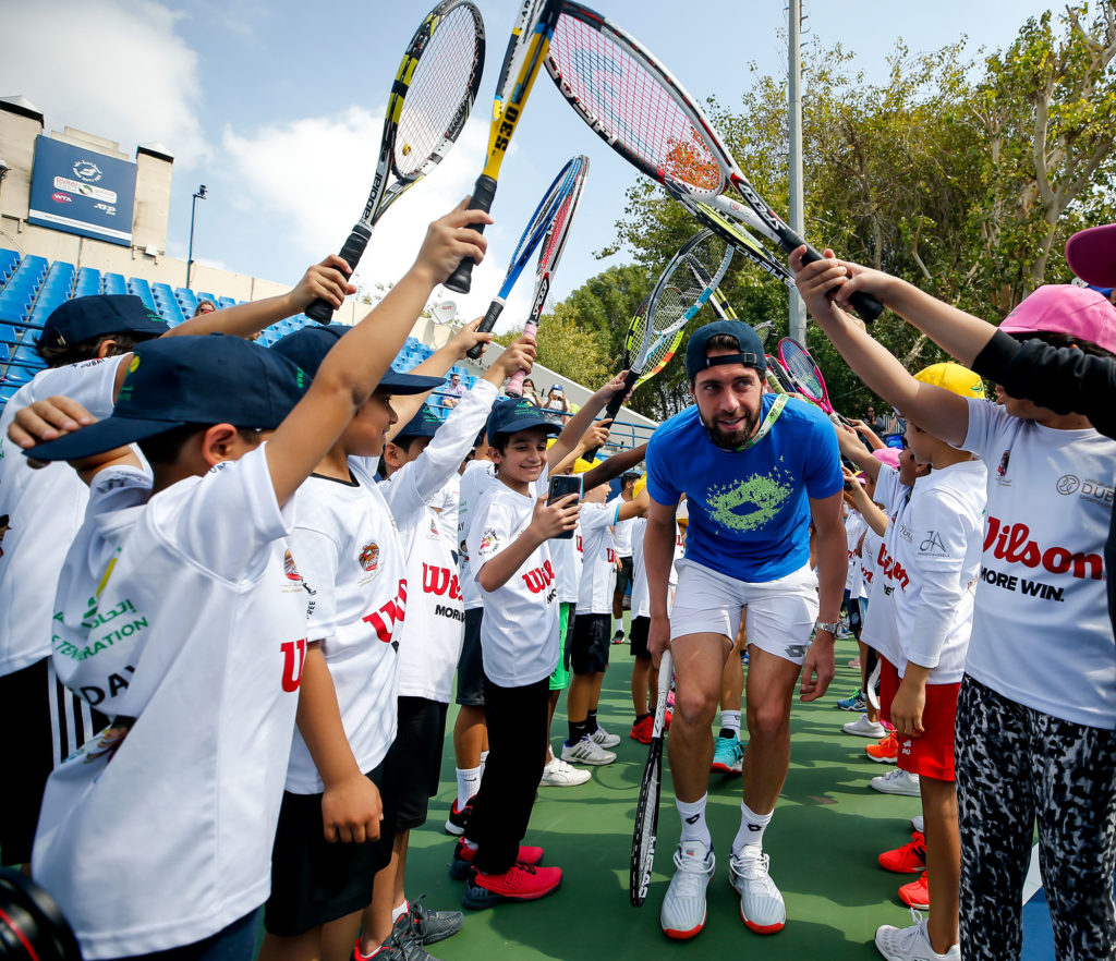Photo of Nikoloz Basilashvili at the Tennis Emirates Clinic