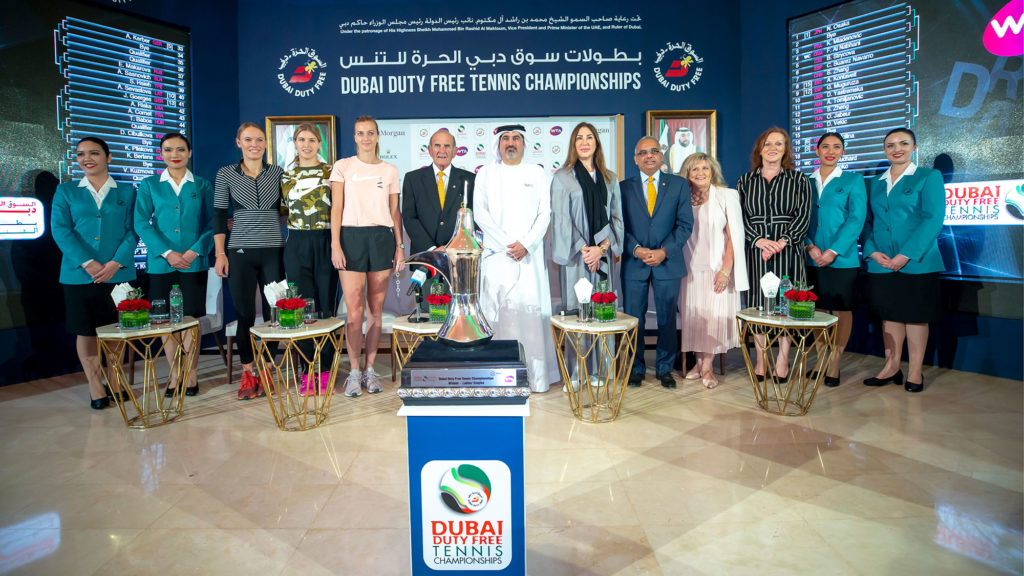 Photo from 2019 women's draw ceremony of the Dubai Duty Free Tennis Championships