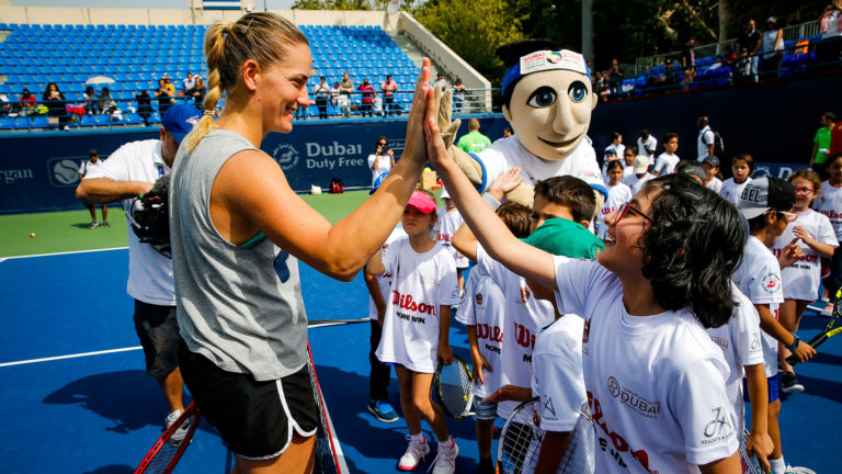 Photo of Timea Babos at the Tennis Emirates Clinic