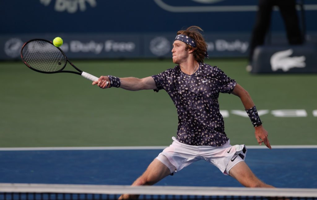 DUBAI, UAE, 4th March 2023. 2022 champion Andrey Rublev in action