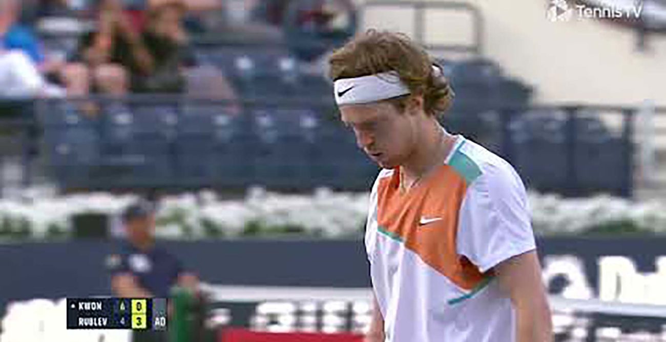 DUBAI, UAE, 4th March 2023. 2022 champion Andrey Rublev in action