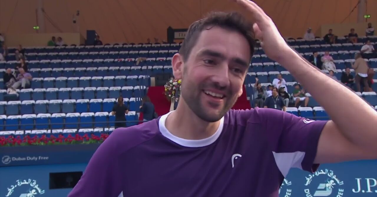 Marin Cilic gives a Post-Match Interview at the 2025 Dubai Duty Free Tennis Championships