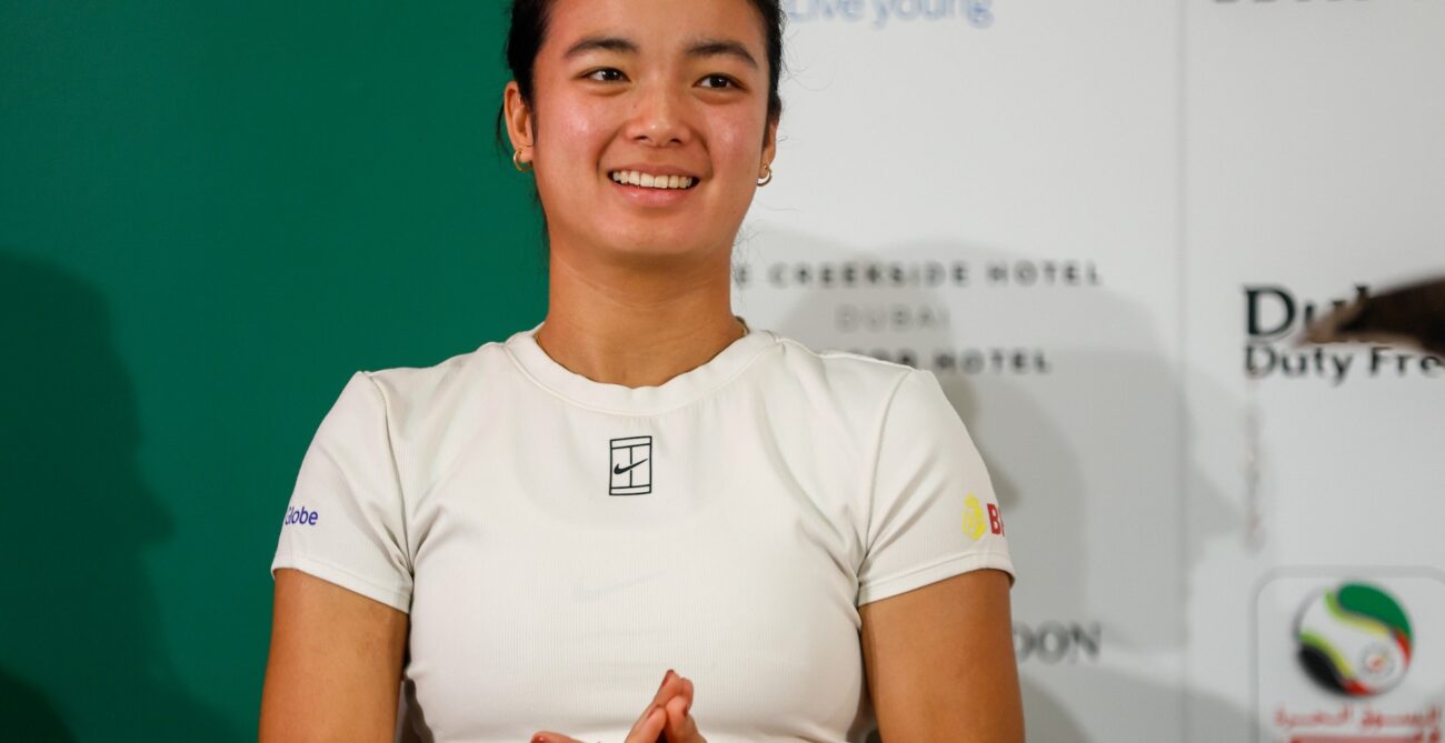 Alexandra Eala takes questions at the WTA draw for the 2026 Dubai Duty Free Tennis Championships