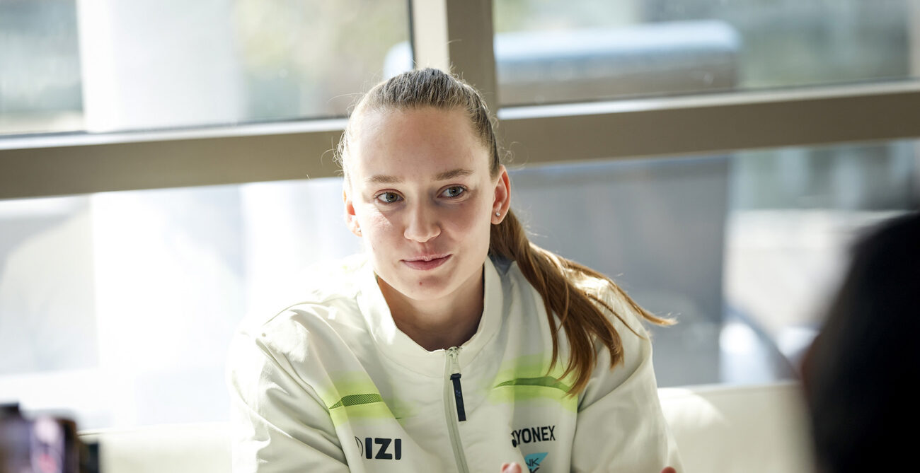 Elena Rynakina speaking to media