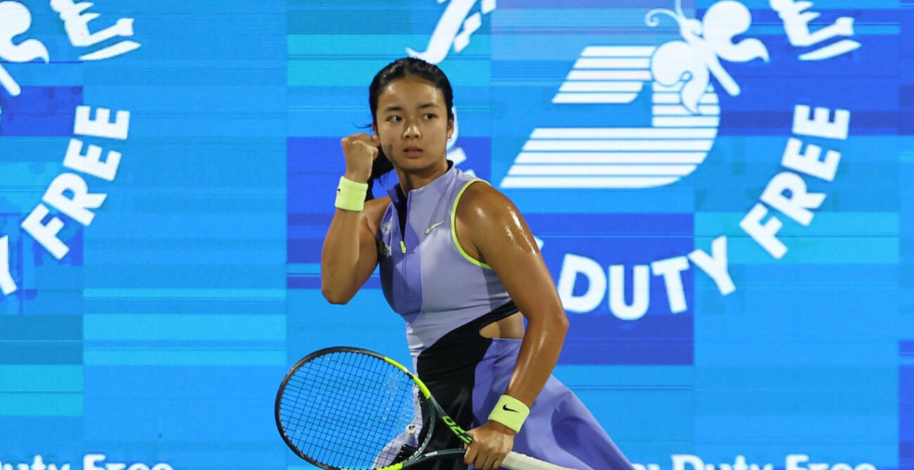 Alex Eala does a fist pump