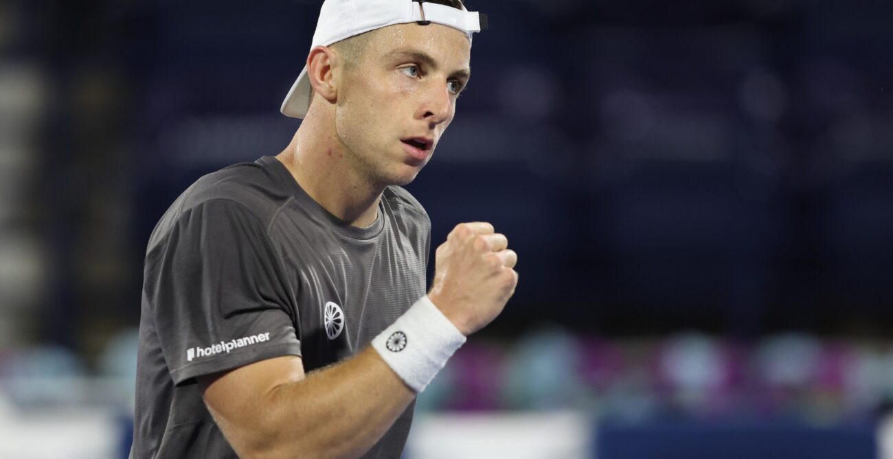 ATP player celebratory fist pump