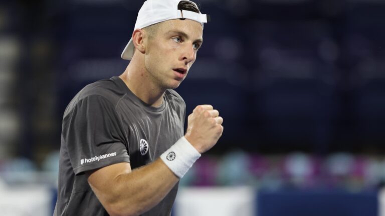 ATP player celebratory fist pump