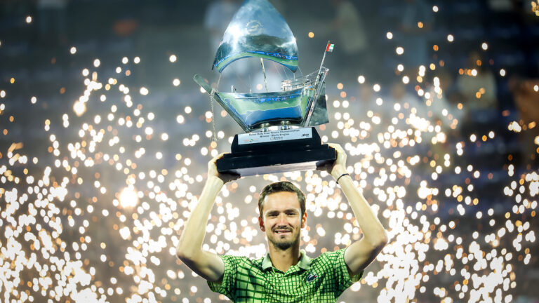ATP singles winner poses with trophy