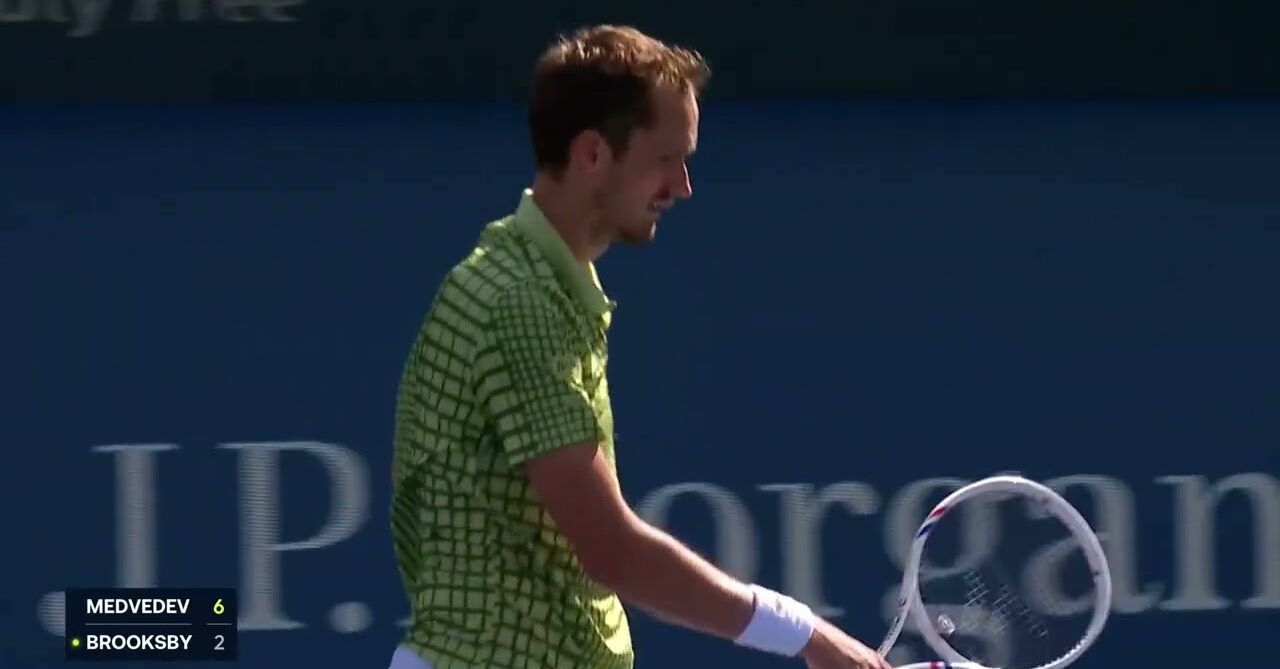 ATP player prepares to serve