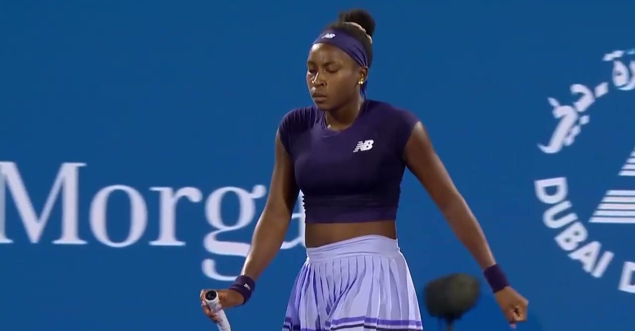 WTA player on court mid match