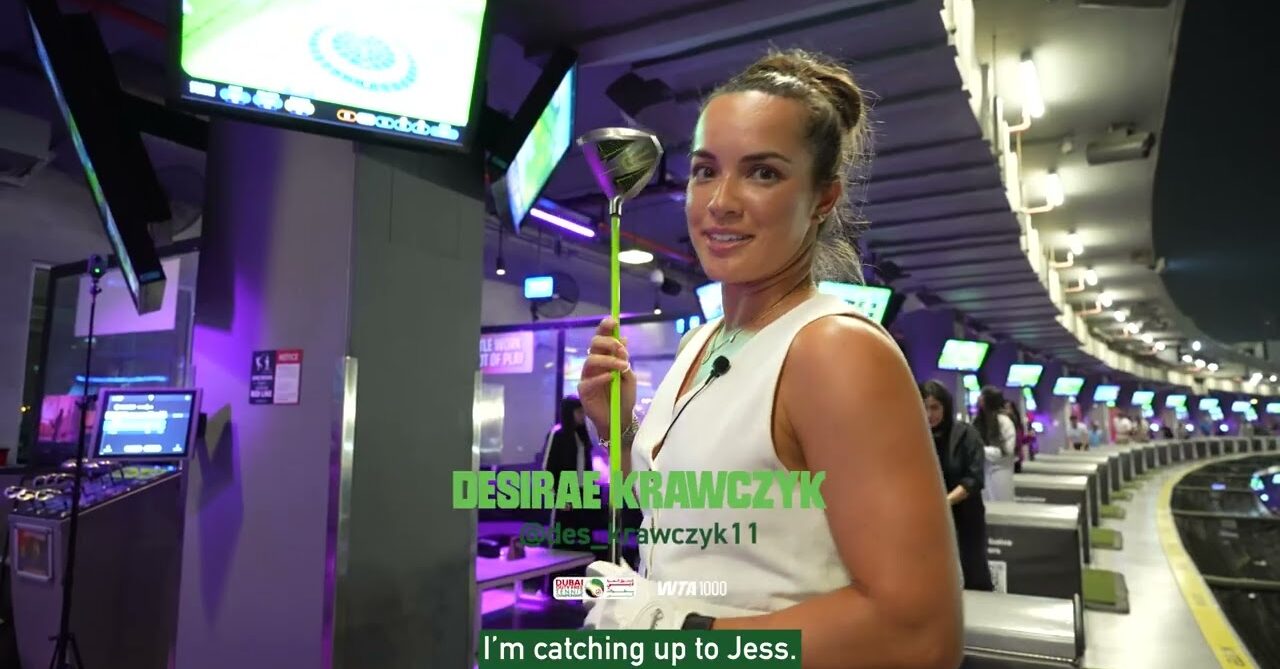 Jessica Pegula, Desirae Krawczyk play Top Golf at 2026 Dubai Duty Free Tennis Championships